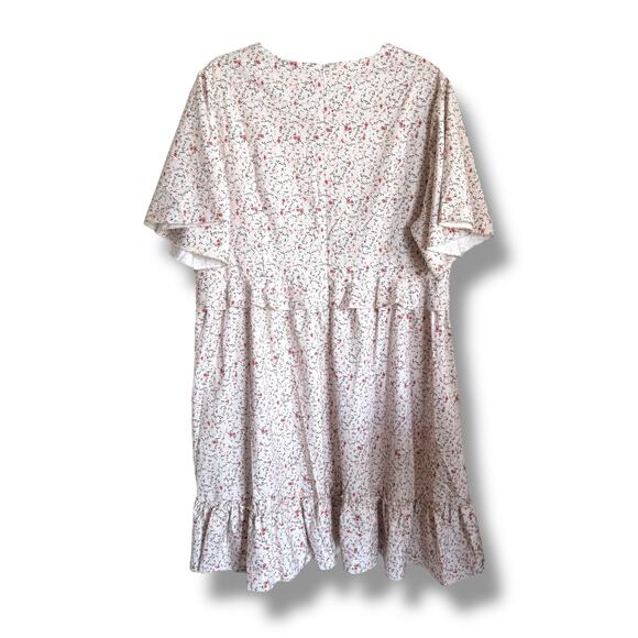 IMEKIS  Ditsy Cream Floral Print Ruffle Mini Flowy Cottagecore Dress NEW 2XL - Picture 6 of 9